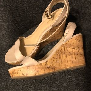 Like new; nude wedge heels
